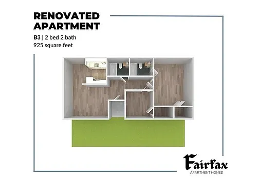 Floor plan 2 Bed, 2 Bath B3
