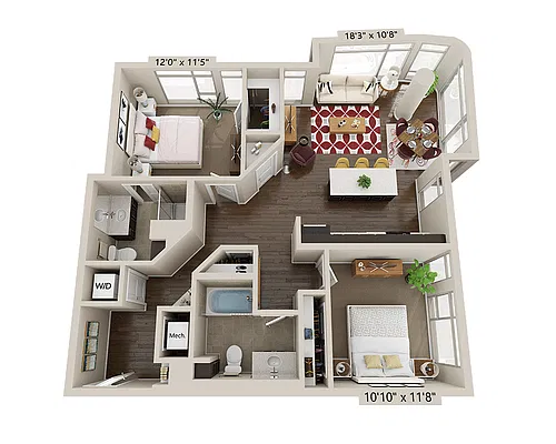 Floor plan Two Bedroom B2F