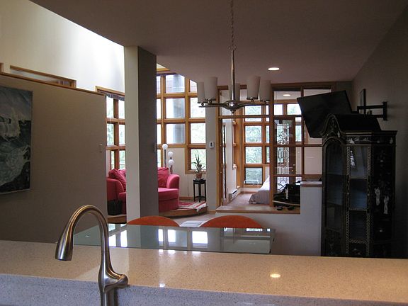 Kitchen, dining, living