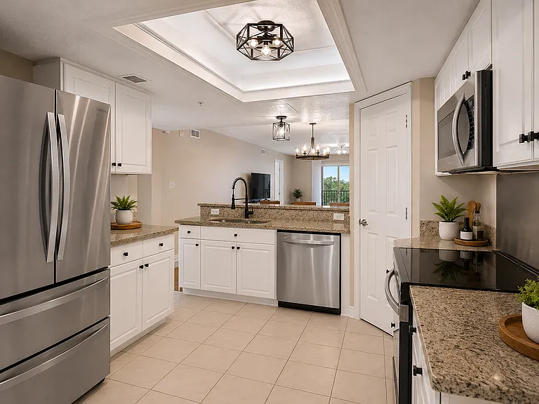 Prepare delicious meals in kitchen with all new stainless steel appliances
