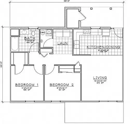 Floor plan 2 Bdrm A