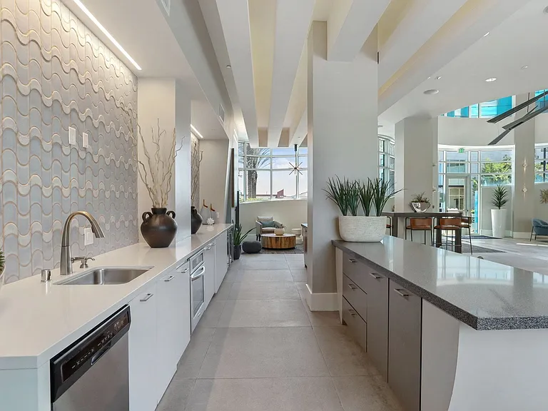Resident clubroom with catering kitchen ready to host friends