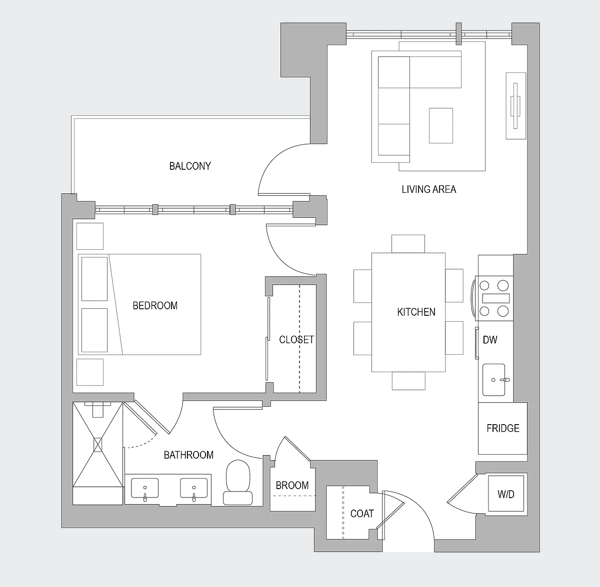 Floor plan 1 BR AQ