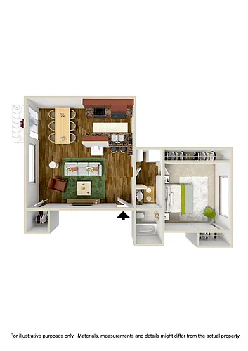 Floor plan 1 Bedroom 1 Bath