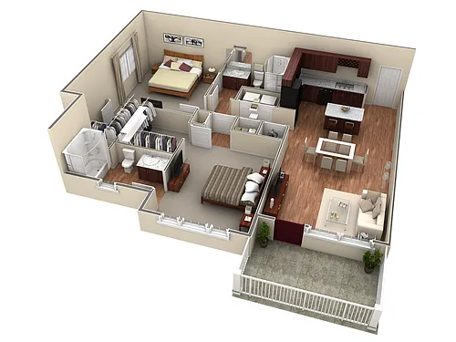 Floor plan 2 BR Premier Courtyard