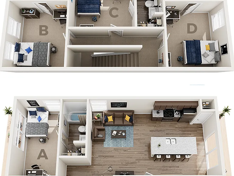 The Collective at Lawrence 4x4.5 Cottage B Floor Plan The Collective at Lawrence 4x4.5 Cottage B Floor Plan