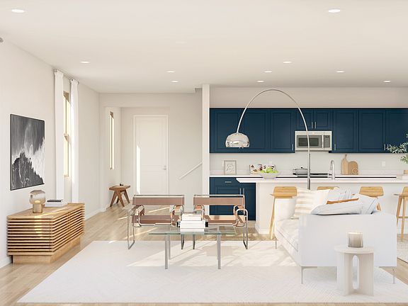 Bright and open great room with wood-look tile