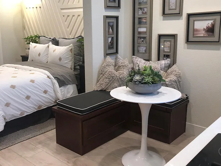 Model home picture of the space with furniture looks like.