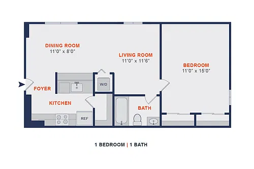 Floor plan 1 Bed | 1 Bath