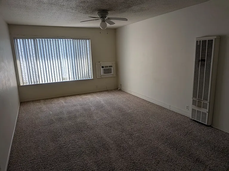Living Room with Overhead Fan and Air Conditioner.