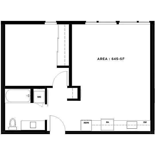 Floor plan 1 Bed, 1 Bath - Apt G (Income Qualified)