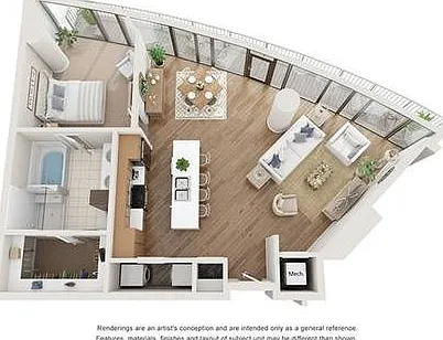1 BR x 1 BA Flat - D Floorplan 1 BR x 1 BA Flat - D Floorplan