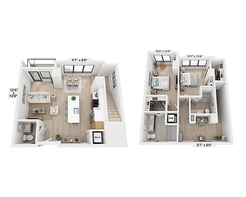 Floor plan Two Bedroom - B2THD1