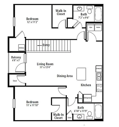 Floor plan 2 BR Grand Balcony