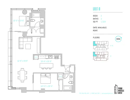 Floor plan 2 Bed 2 Bath