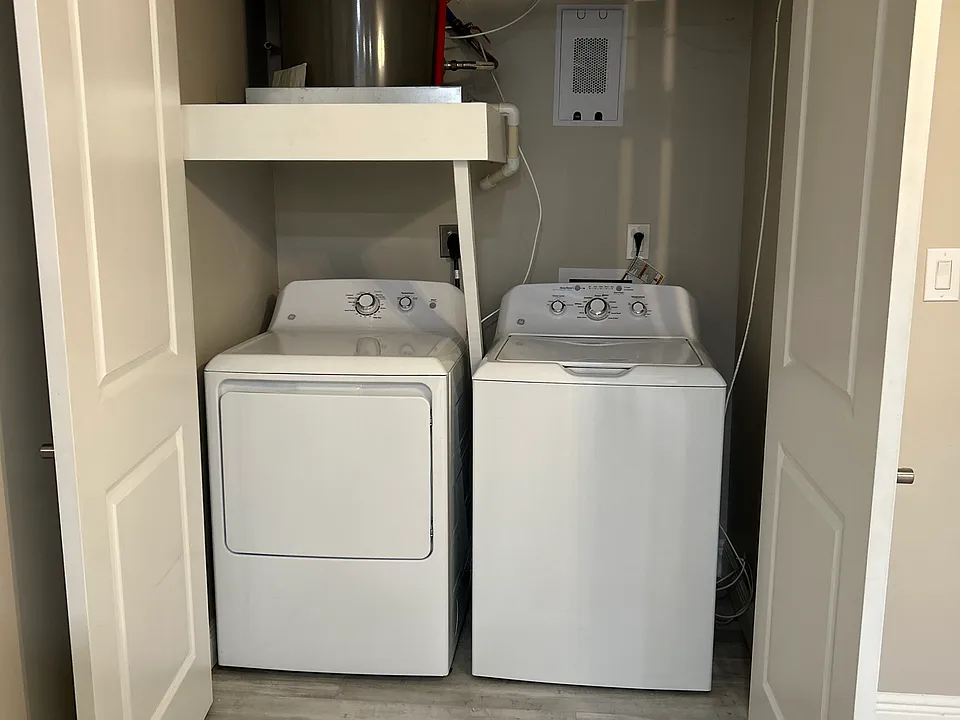 Washer and dryer included.