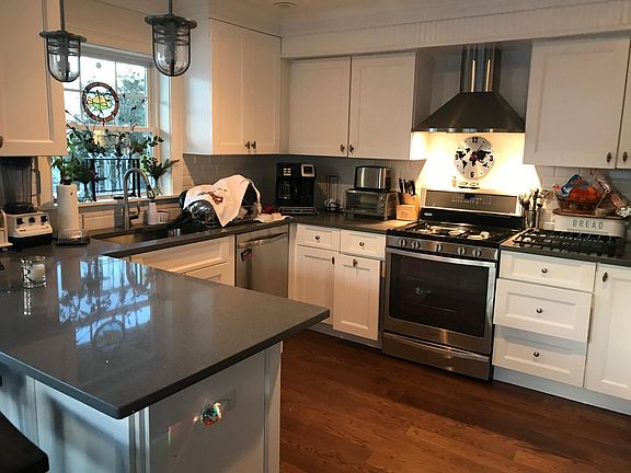 Kitchen has all stainless steel appliances