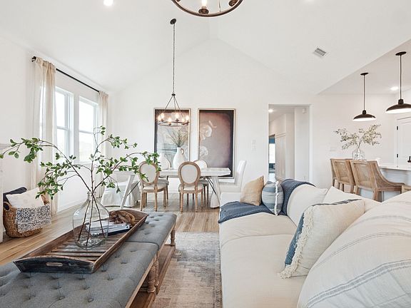 Great room with vaulted ceiling