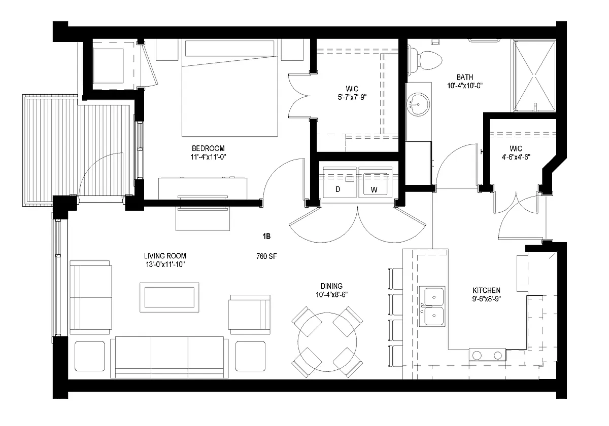 Floor plan One Bedroom - B