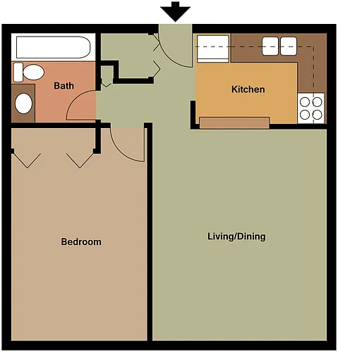 Floor plan one bedroom senior