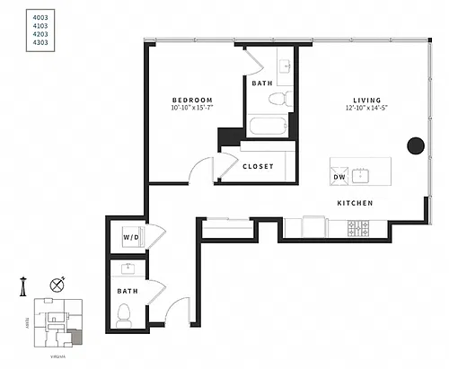 Floor plan Signature 1 Bedroom A8PH