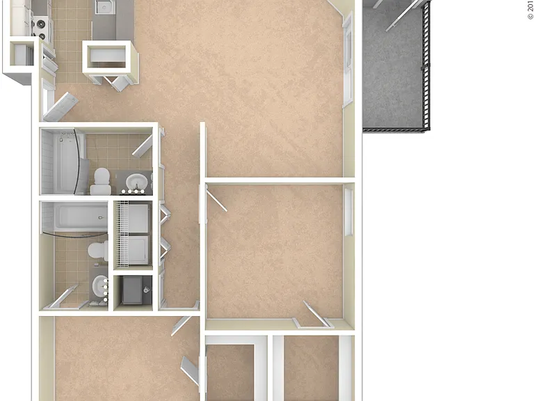 2.2B: Beds - 2: Baths - 2: SqFt Range - 923 to 923