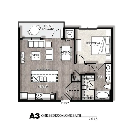 Floor plan 1X1 C