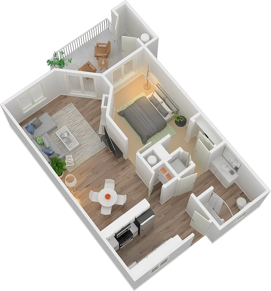 Floor plan 1BD, 1BTH U