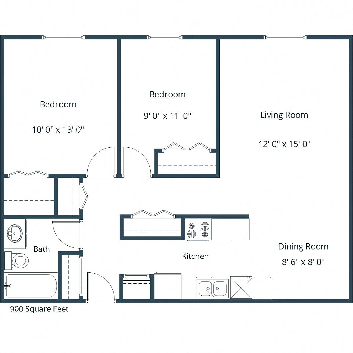 Floor plan Two Bedroom 21A