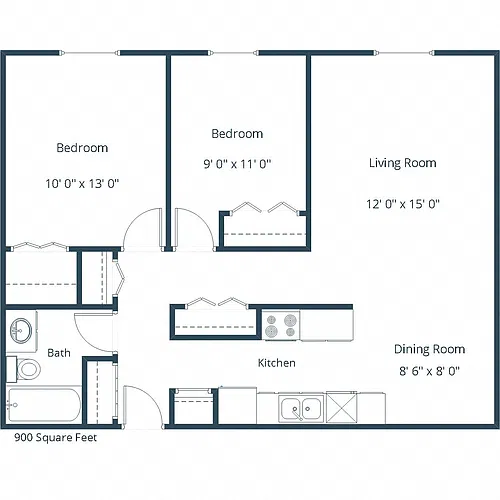 Floor plan Two Bedroom 21A