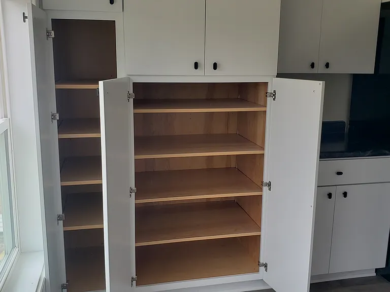real wood cabinets.