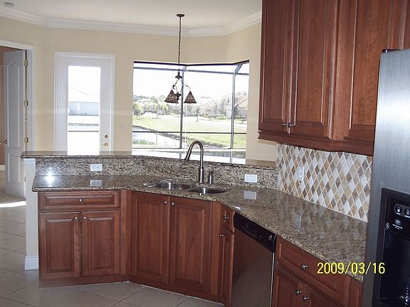 Kitchen overlooking pool