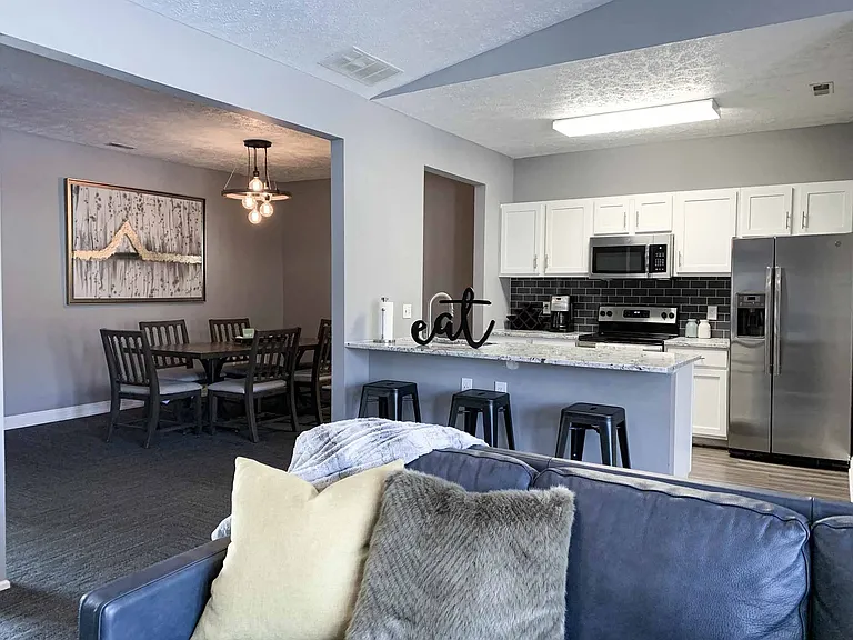 Plush seating and soft accents create a warm and welcoming atmosphere in our lounge.