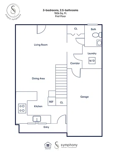 Floor plan 3 Bed / 2.5 Bath Townhome