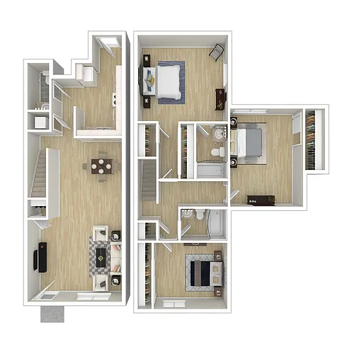 Floor plan 3 BR - Espresso Finish