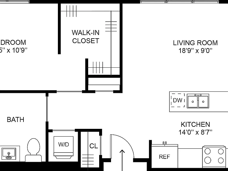 Miller 1 Bedroom Floor Plan _ 685 SF Miller 1 Bedroom Floor Plan _ 685 SF