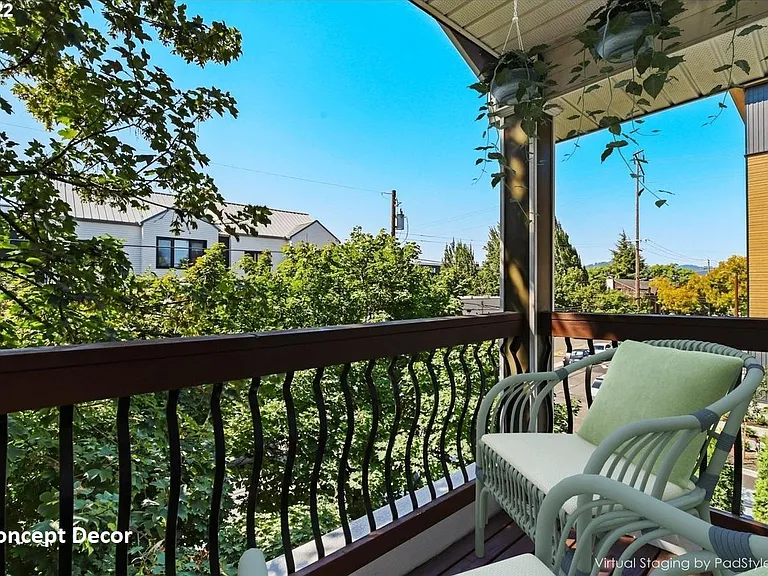 Balcony view from top front bedroom with concept decor.