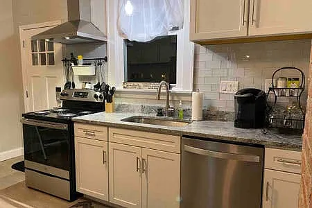 Kitchen with stainless steel appliances