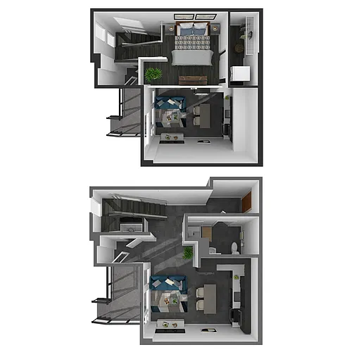 Floor plan 1 Bed/1 Bath Live/Work 2 Story
