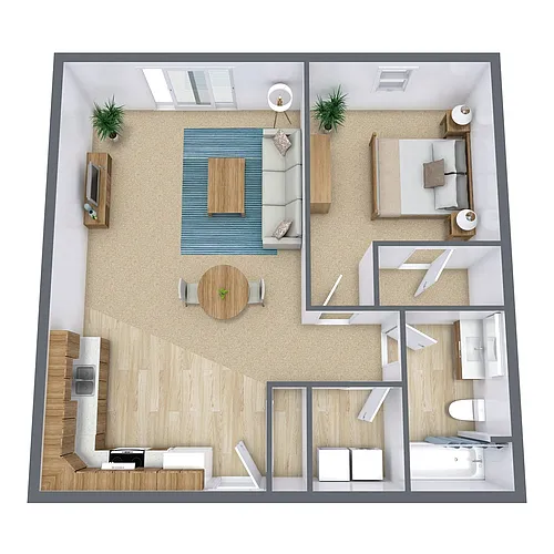 Floor plan One Bedroom 11D