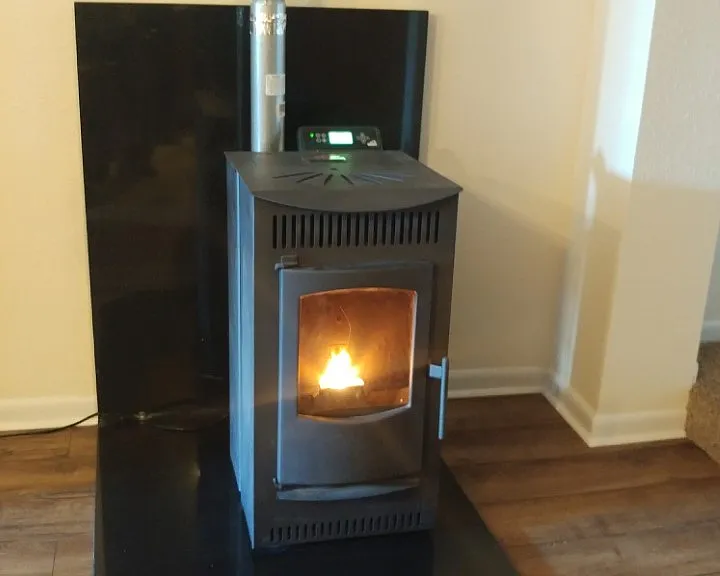 We have central natural gas and this pellet stove. Unfortunately, the stove is not working (If you are handy and can get it going, then have at it!}.