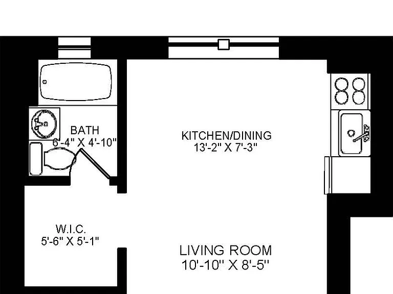 Apts. 203-603 Studio Floor Plan Apts. 203-603 Studio Floor Plan
