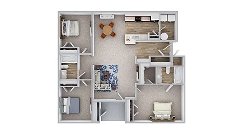 Floor plan Three Bed, Two Bath
