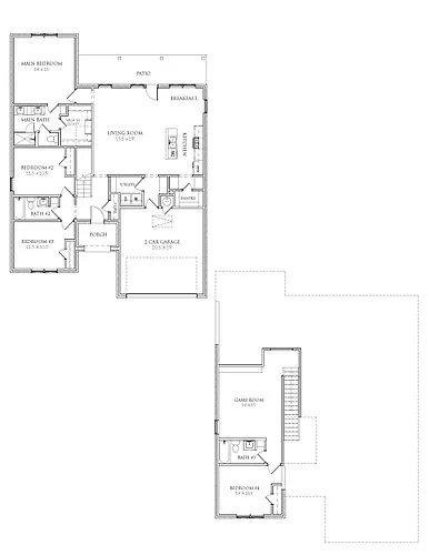 Floor plan 4 Bedrooms and 2 bathrooms