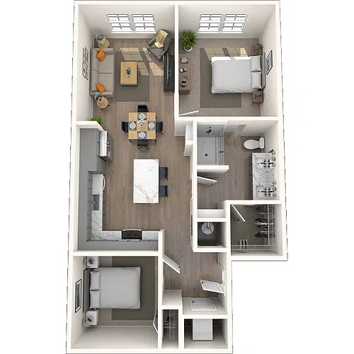 Floor plan Traditional 2x1 900 SF