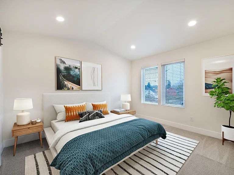 Bedroom 1. This image shows a virtually furnished space. Bedrooms come unfurnished.