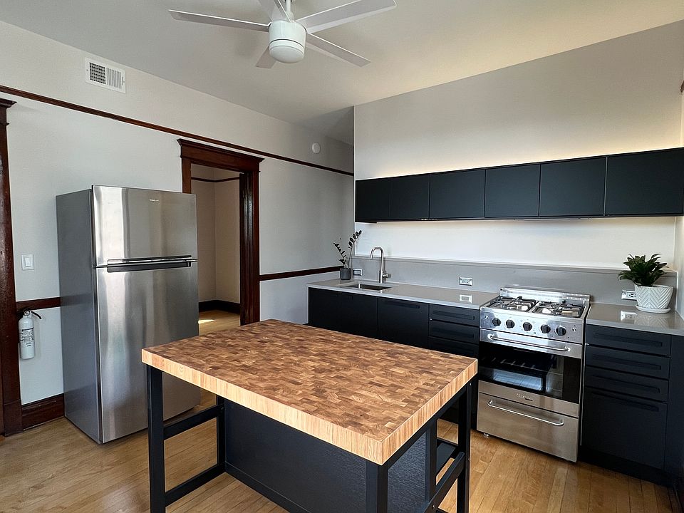 Modern kitchen with island and european appliances