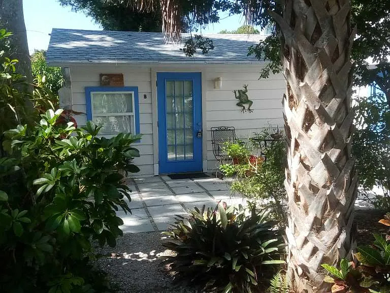 tucked away behind the green foliage