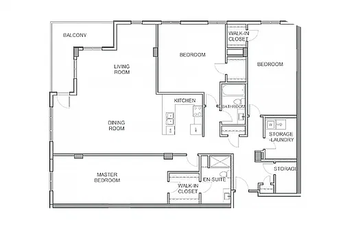 Floor plan 3 Bedroom, 2 Bath M