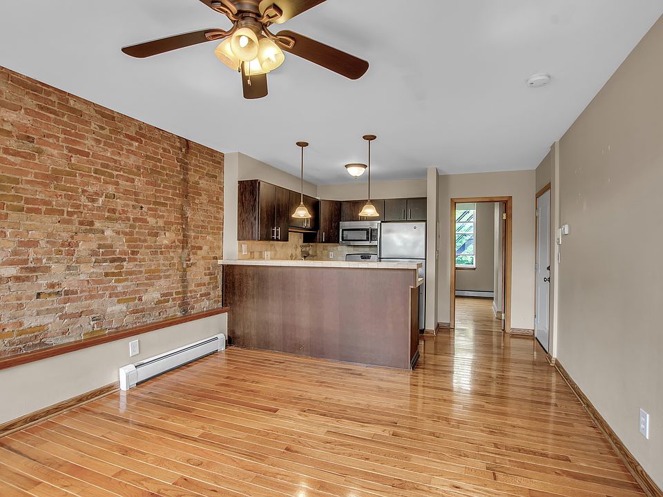 view from living room into kitchen
